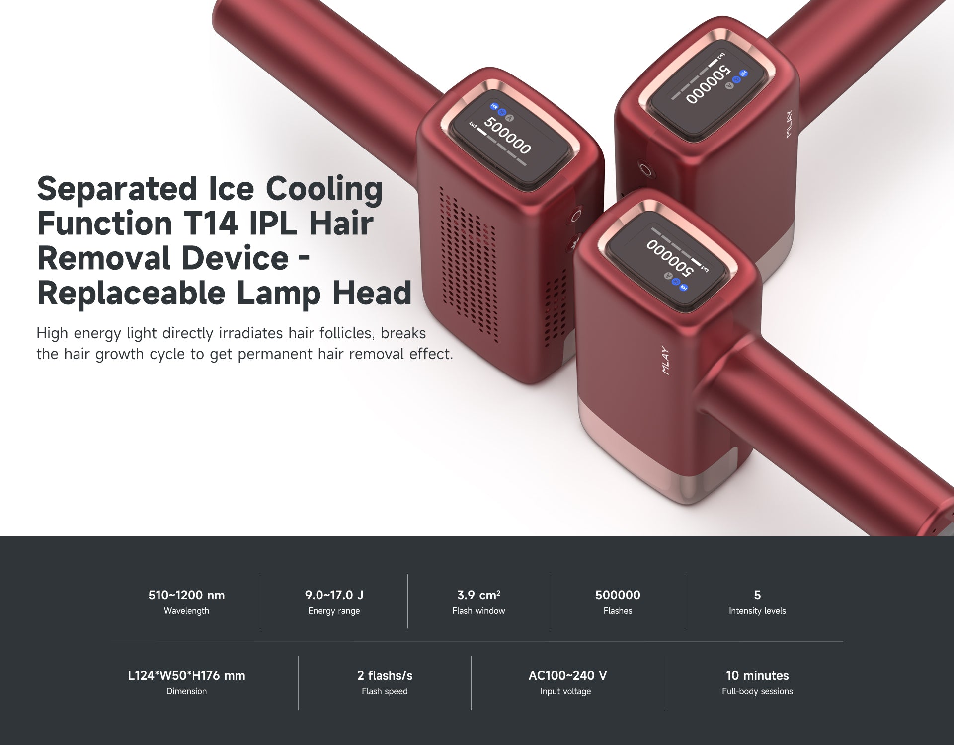 Mlay T14A Hair removal - Crimson Red